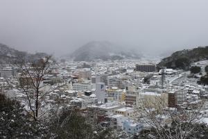 雪景色の宇和島城下