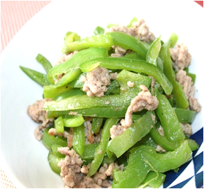 ピーマンとひき肉のスパイス