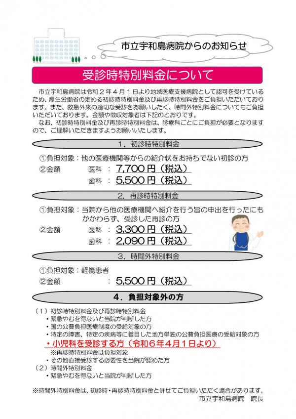 市立宇和島病院初診時特別料金について