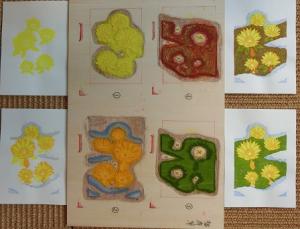 多色刷り体験福寿草版木画像