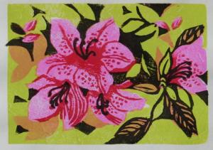 多色刷り体験ツツジ版画画像