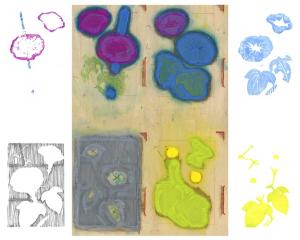多色刷り体験アサガオ版木画像