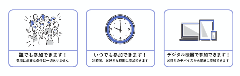 いつでも参加できます