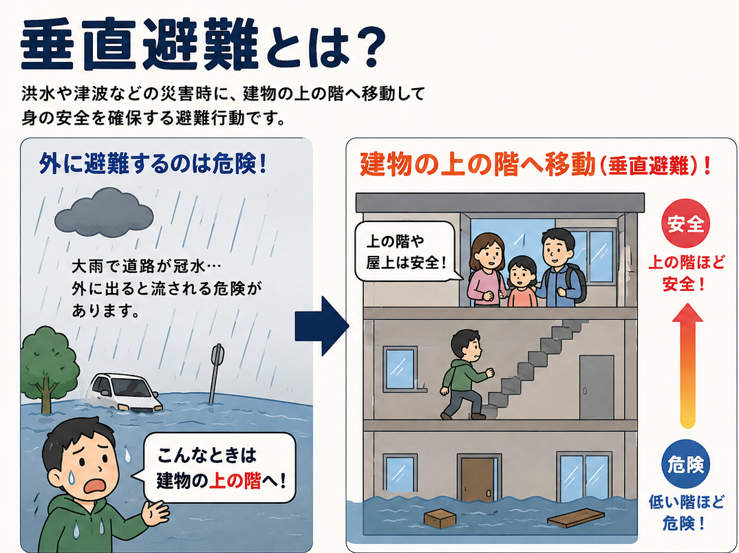 垂直避難イラスト